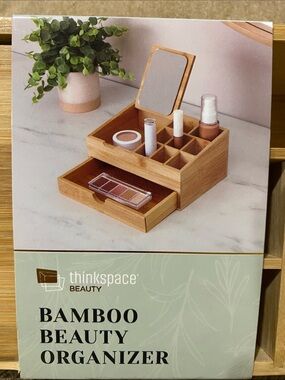 🤎NWT Bamboo Beauty Organizer - Natural Bamboo Makeup Storage